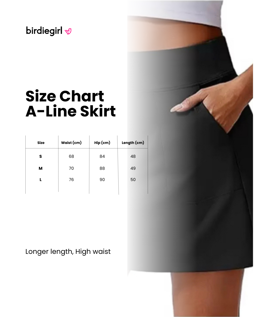High Waist A-line Golf Skirt - Black