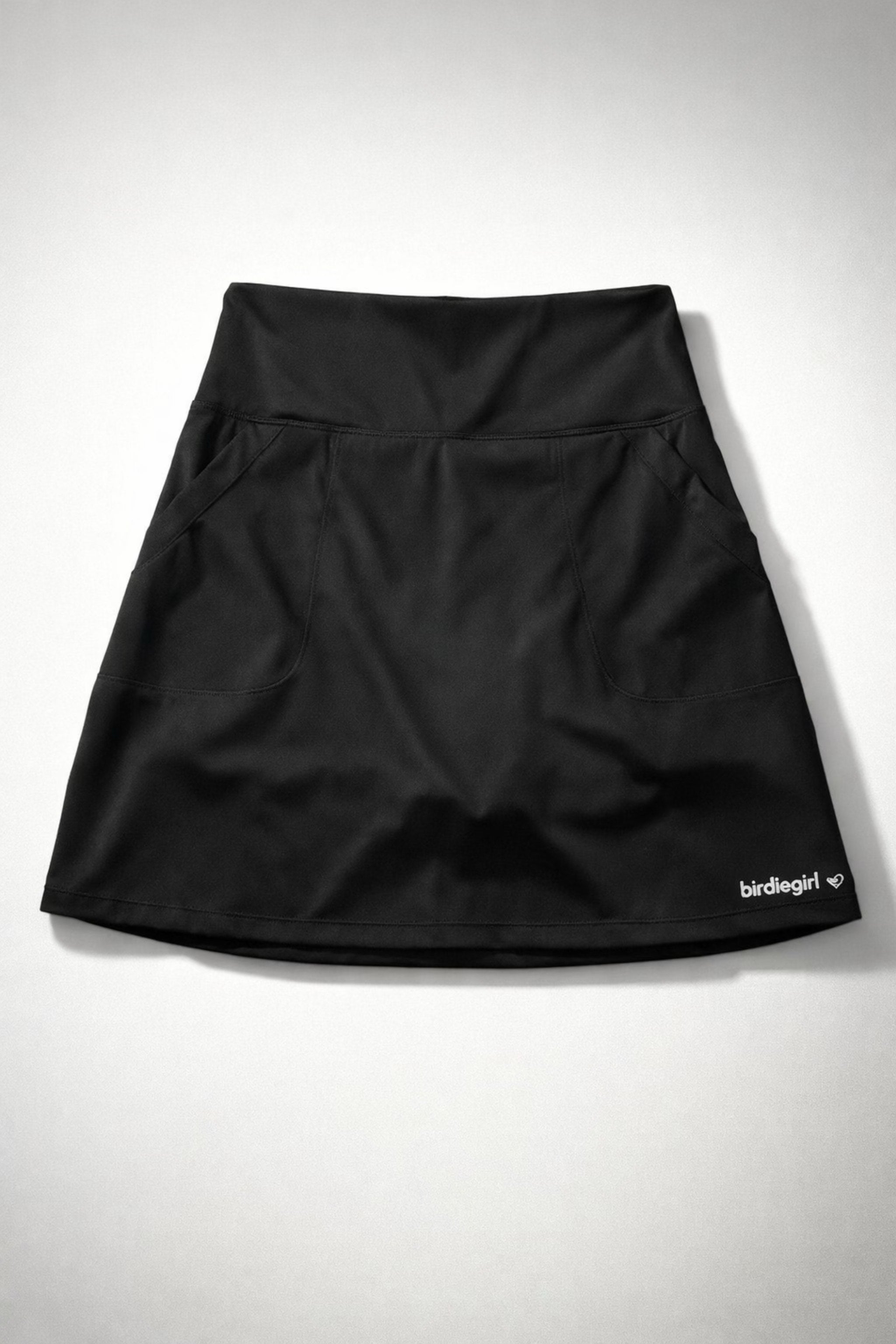 High Waist A-line Golf Skirt - Black