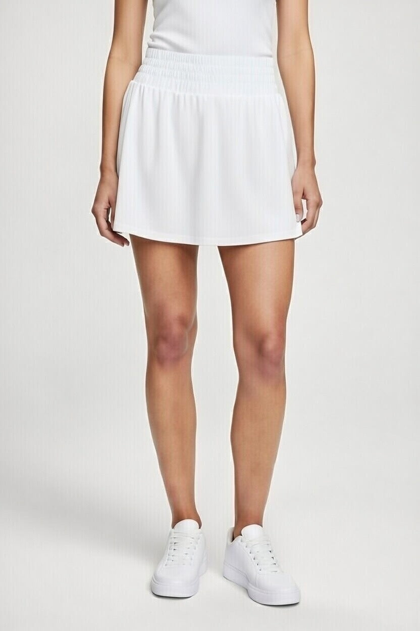 BirdieGirl Rally Sport skirt | High waist Elastic skirt - White