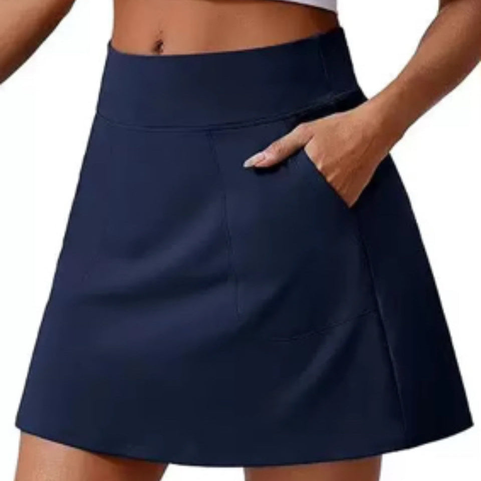 High Waist straight Cut Golf Skirt - Navy