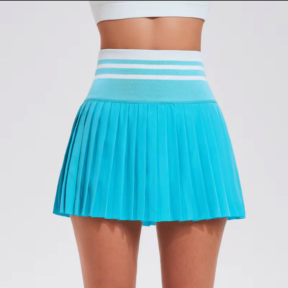 High Waisted pleated Golf Skirt - Aqua