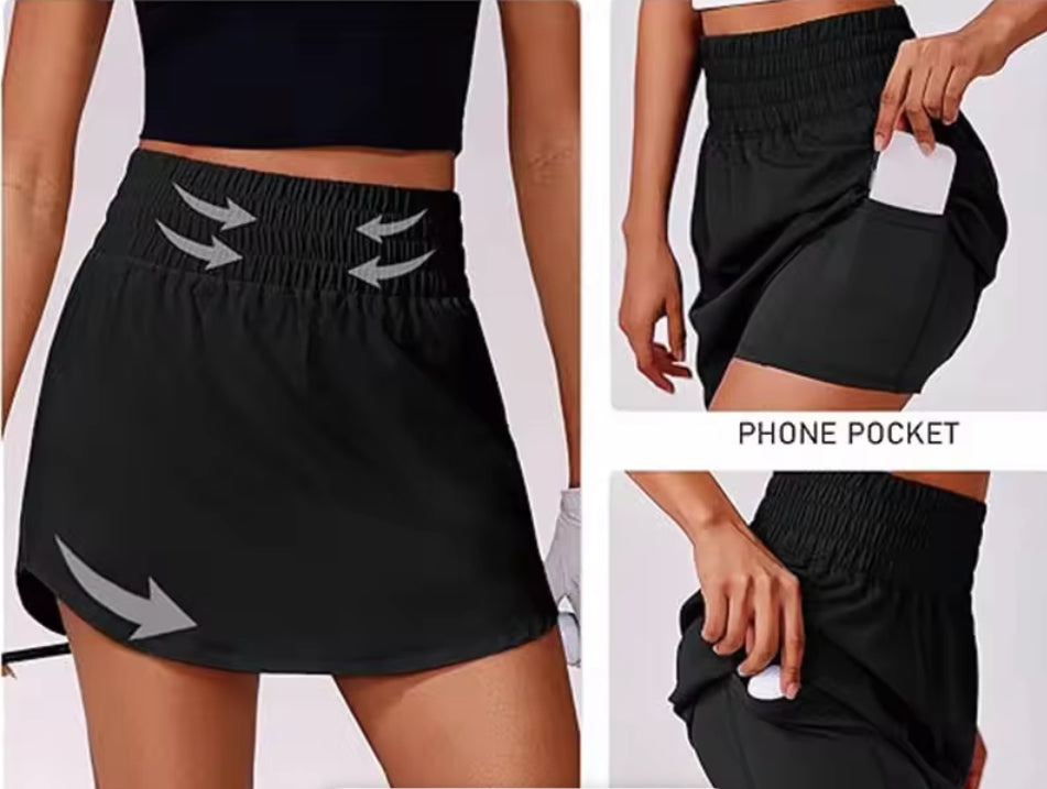 High waisted elastic skirt