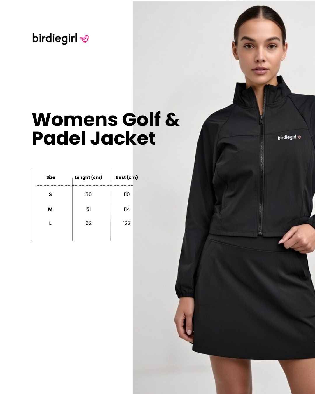 BirdieGirl Womens Golf & Padel Jacket | Lightweight Athleisure Sports jacket
