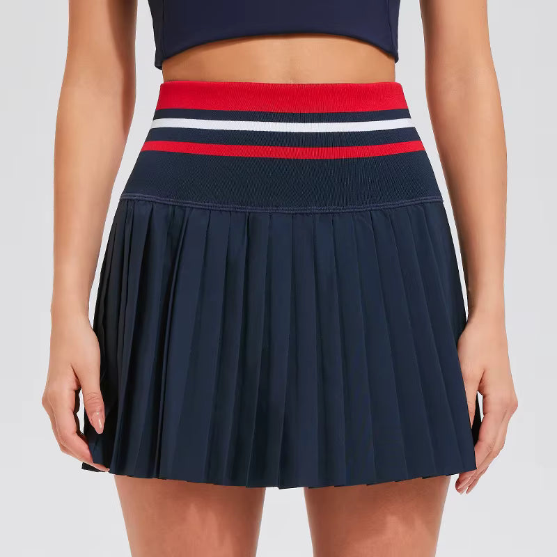 High waisted Golf pleated skirt - Navy
