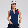 BirdieGirl signature Zip golf tank top | Sleeveless Polo - Navy