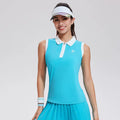 BirdieGirl signature Zip golf tank top | Sleeveless Polo - Aqua